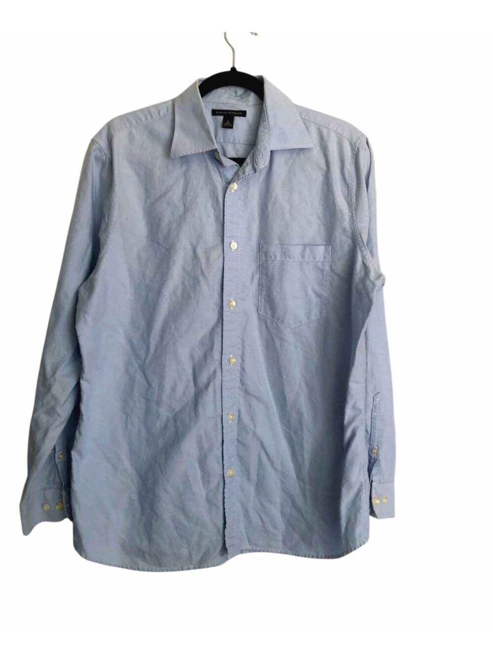 BANANA REPUBLIC- MENS BLUE LONG SLEEVE BUTTON DOWN COTTON SHIRT SIZE MEDIUM